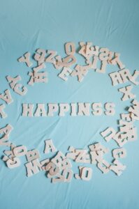 happiness text among letters